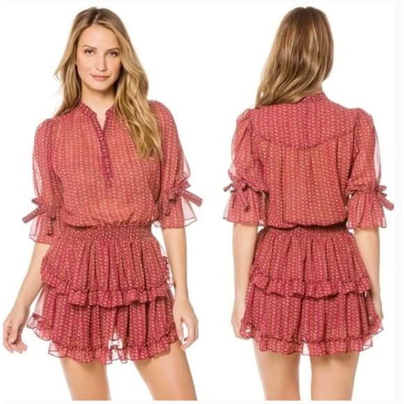 Misa Los Angeles Inge Printed Ruffle Mini Dress Womens Small New - Picture 2 of 16